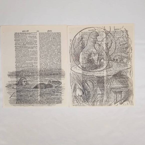 Alice in Wonderland Vintage Dictionary Prints, Through the Looking Glass Prints - Picture 8 of 9